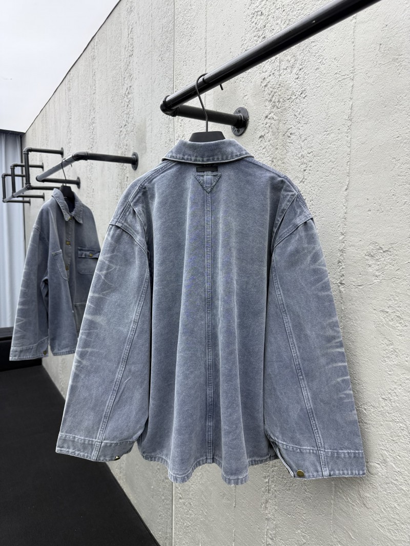 Prada Distressed Ice Blue Four-Pocket Work Jacket 1