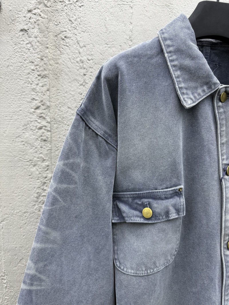 Prada Distressed Ice Blue Four-Pocket Work Jacket 3