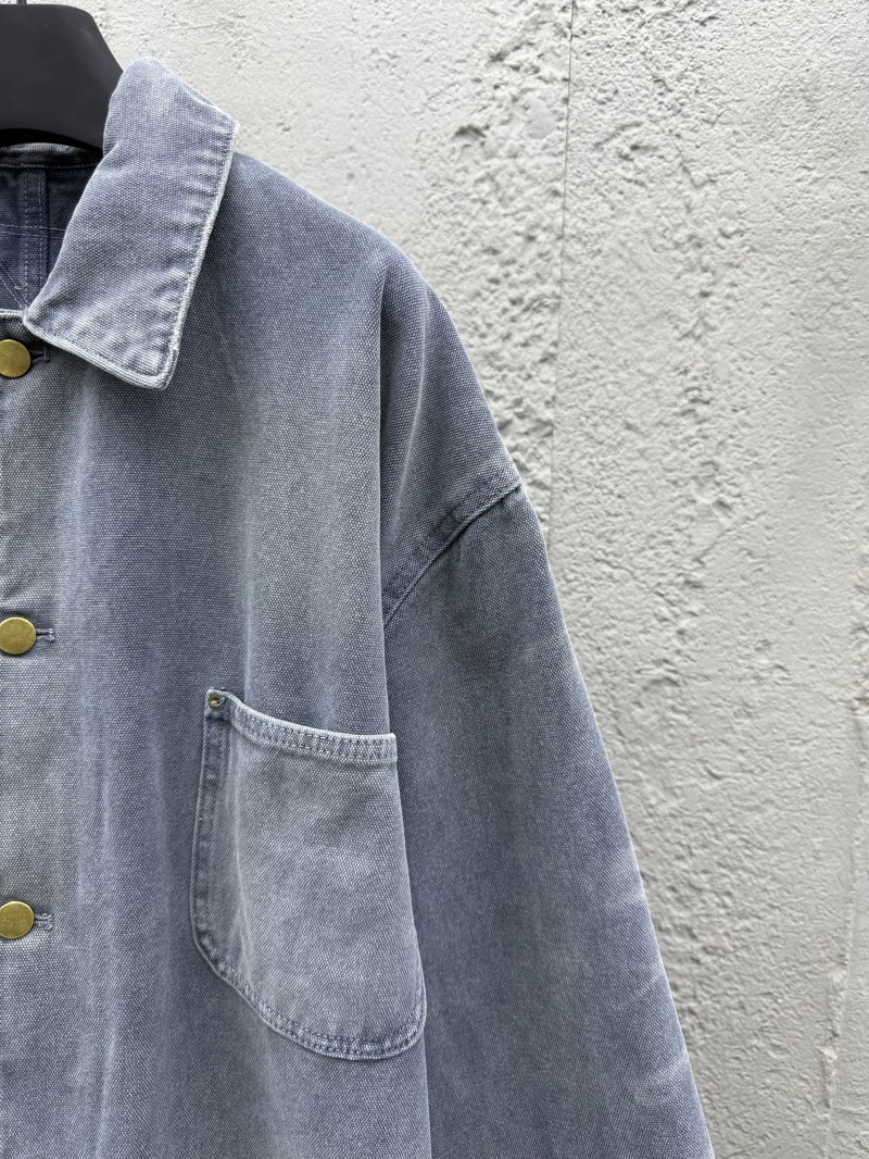 Prada Distressed Ice Blue Four-Pocket Work Jacket 4