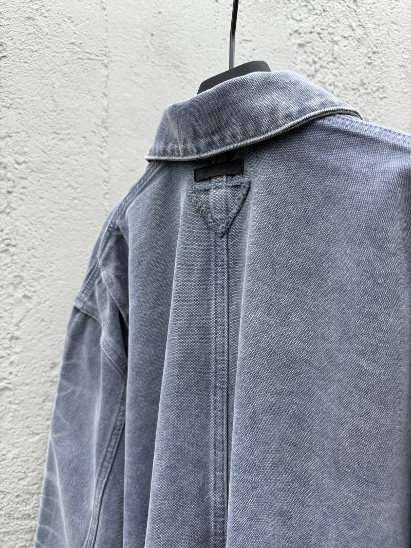 Prada Distressed Ice Blue Four-Pocket Work Jacket 8