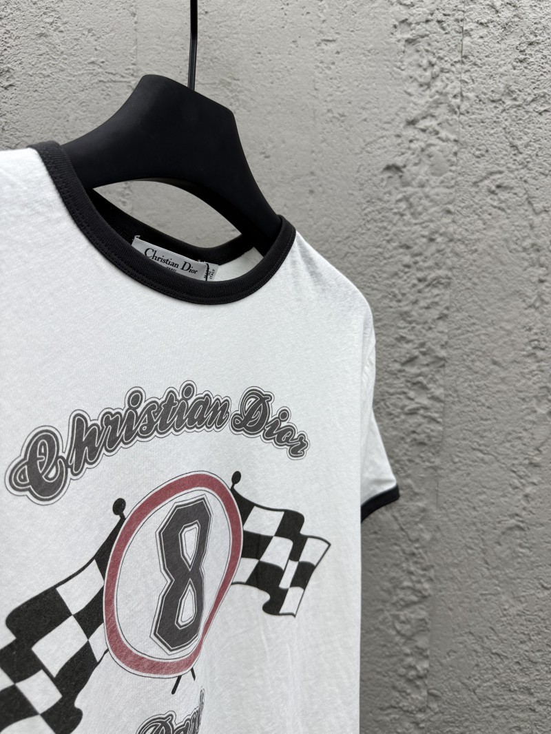 Dior cotton knit round neck printed short sleeve shirt 7