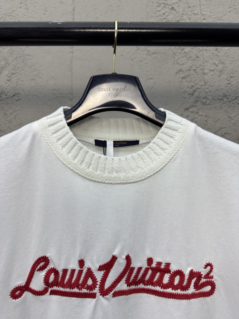 LV letter embroidered ribbed short sleeve 2