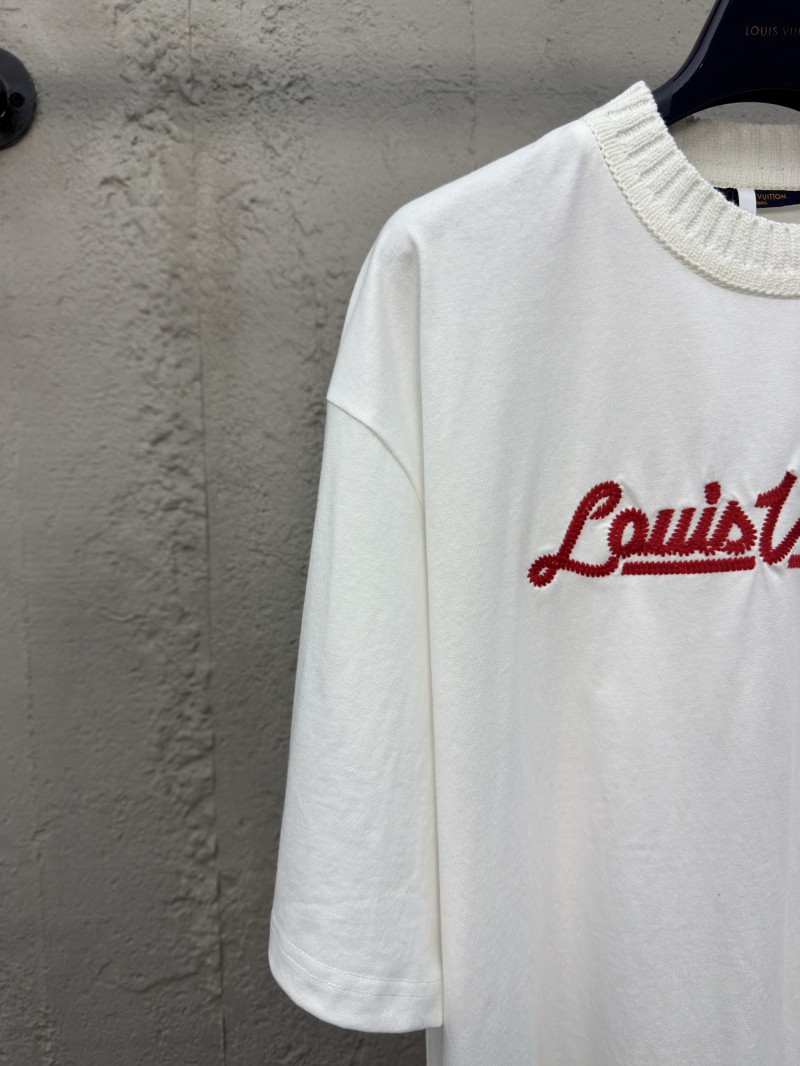 LV letter embroidered ribbed short sleeve 3