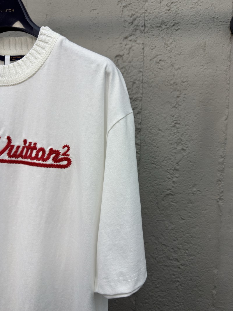 LV letter embroidered ribbed short sleeve 4