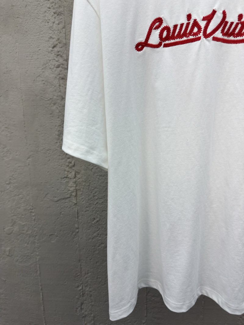 LV letter embroidered ribbed short sleeve 5