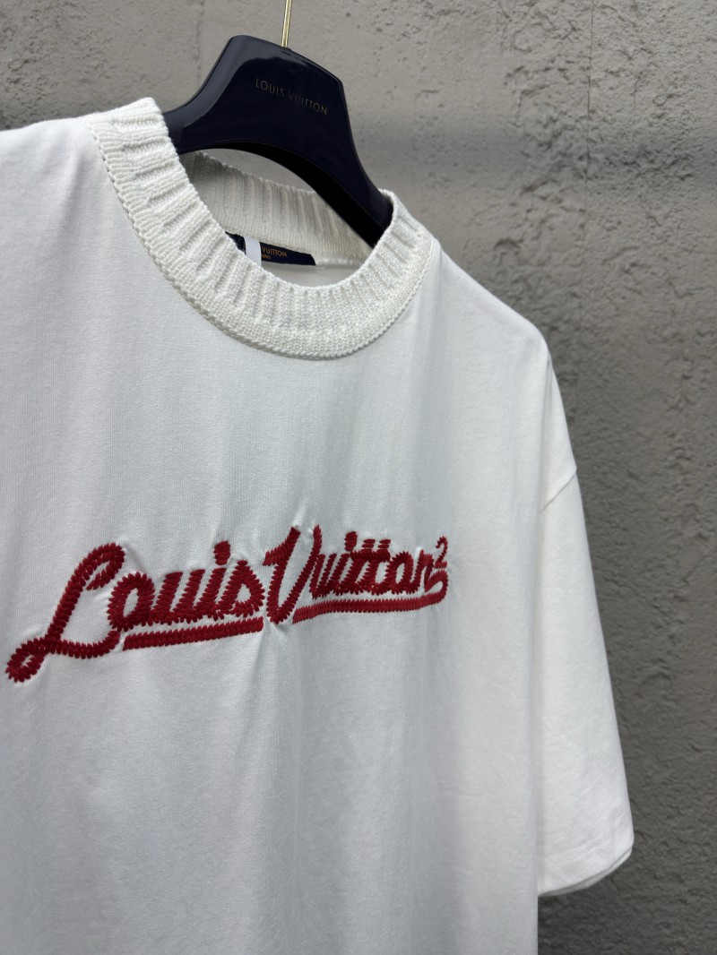 LV letter embroidered ribbed short sleeve 7