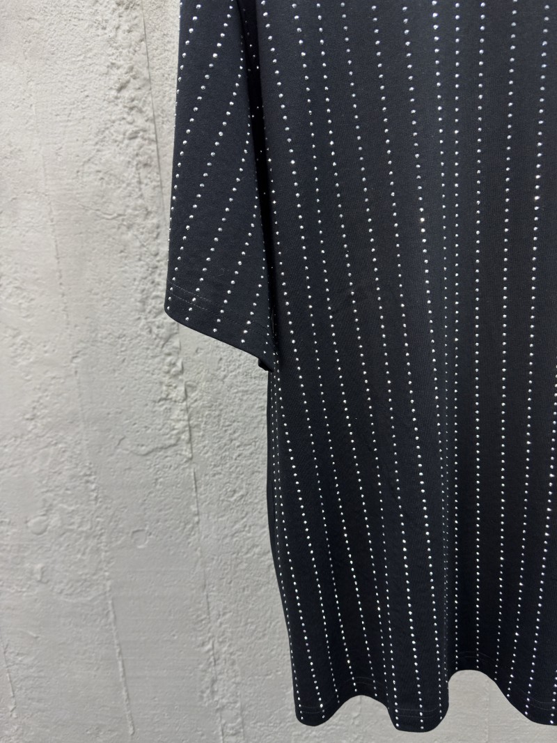 LV Fine Striped Crystal Beaded Short-Sleeved T-Shirt 5