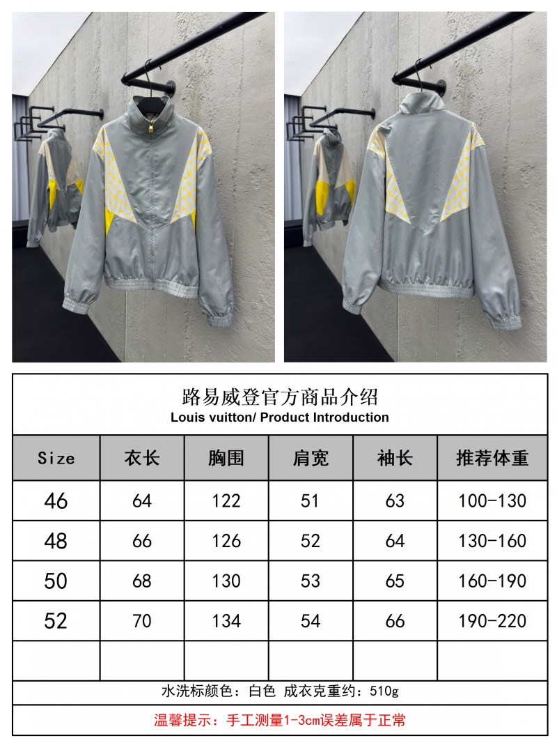 LV Color-blocked High-neck Zipper Jacket Coat 9