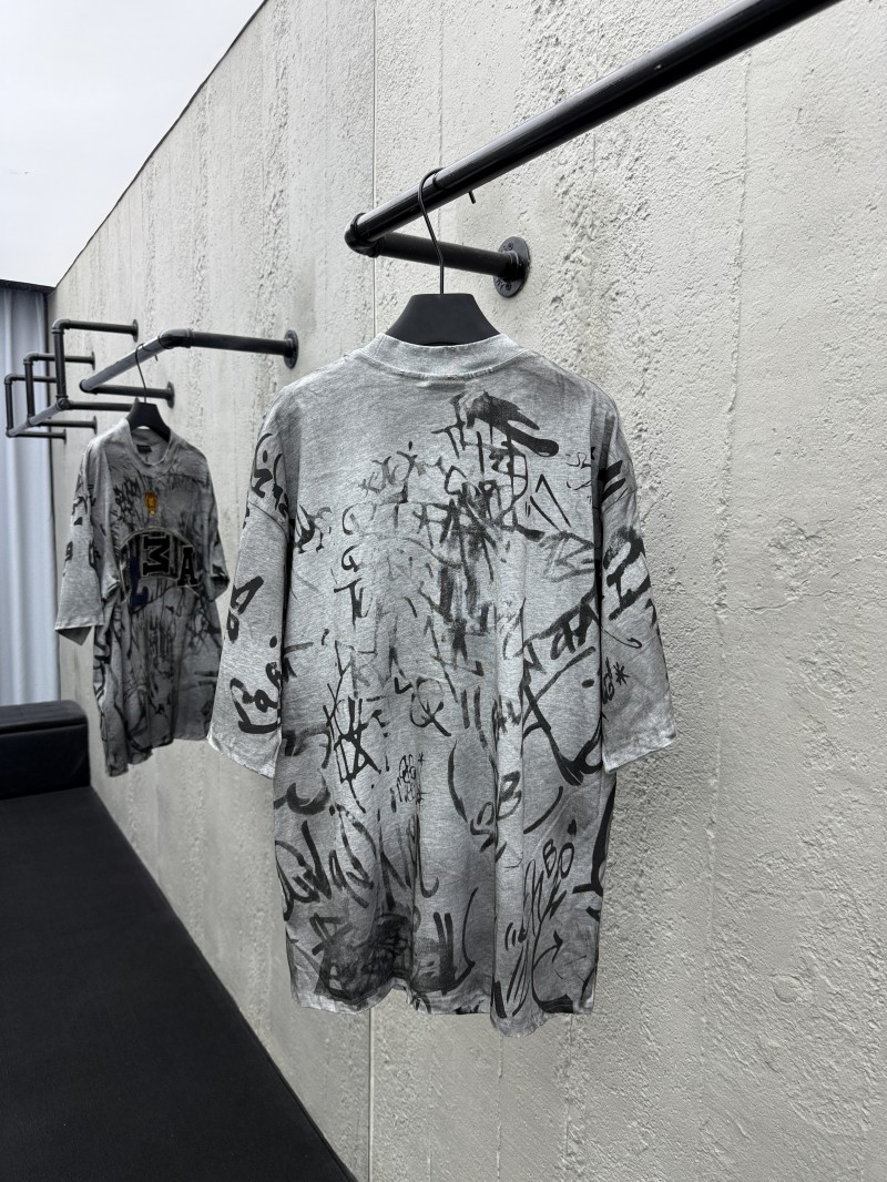 Balenciaga Graffiti Print Letter Label Round Neck Short Sleeve 1