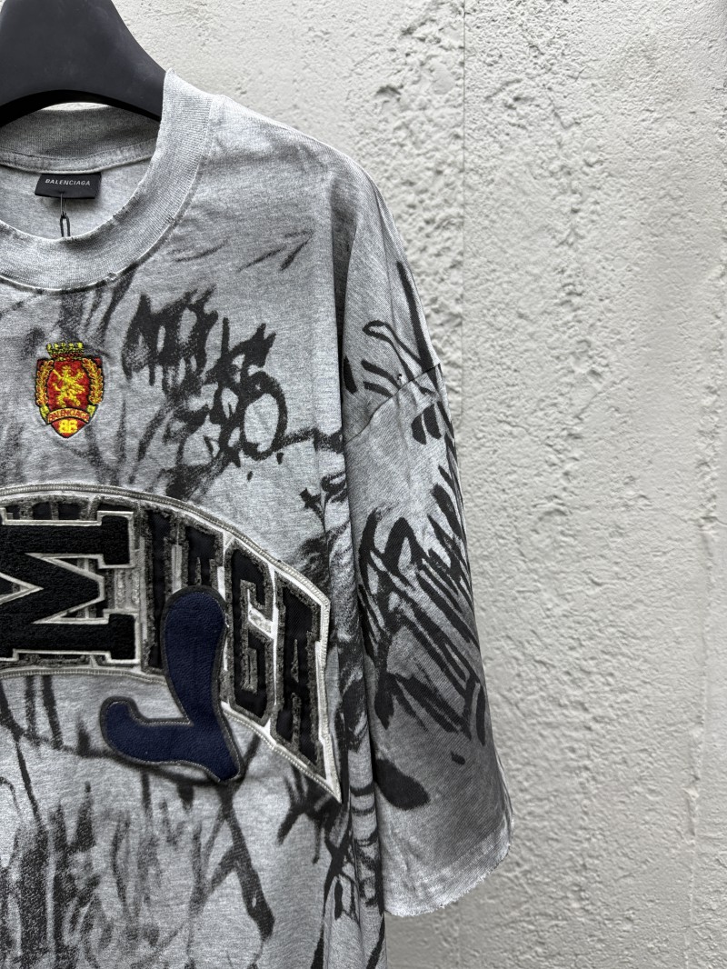 Balenciaga Graffiti Print Letter Label Round Neck Short Sleeve 3