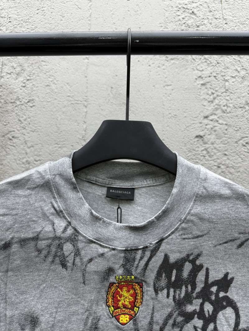 Balenciaga Graffiti Print Letter Label Round Neck Short Sleeve 5