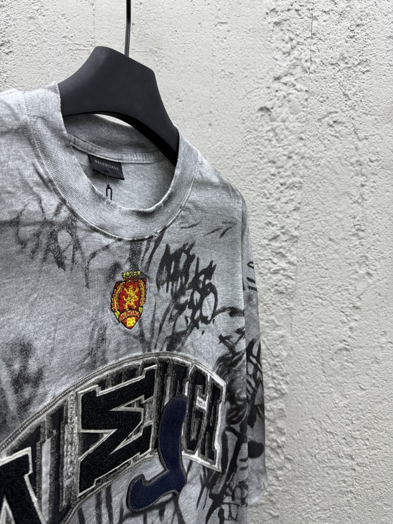 Balenciaga Graffiti Print Letter Label Round Neck Short Sleeve 7