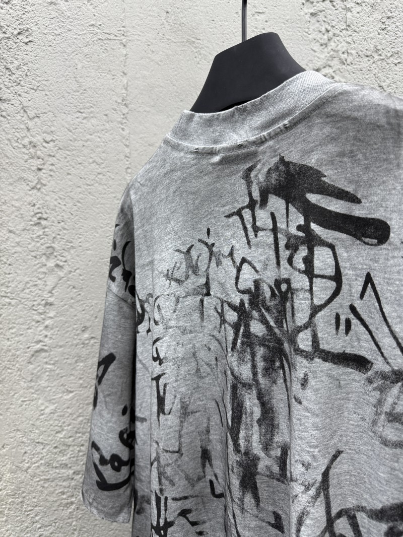 Balenciaga Graffiti Print Letter Label Round Neck Short Sleeve 8