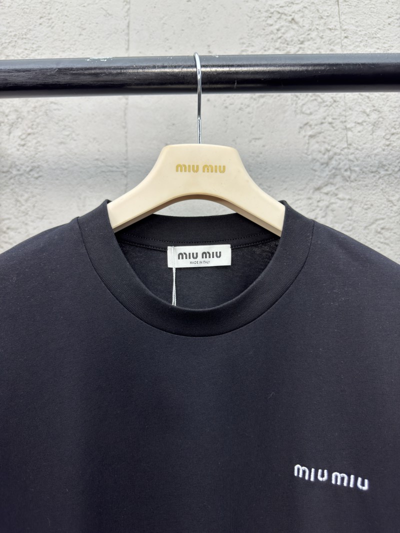Miu Miu Embroidered Letter Short Sleeve 1 2