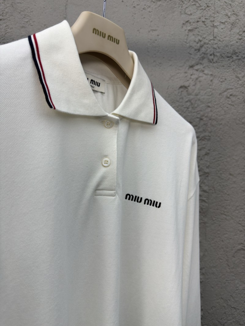 Miu Miu Collared Striped Polo Shirt 7