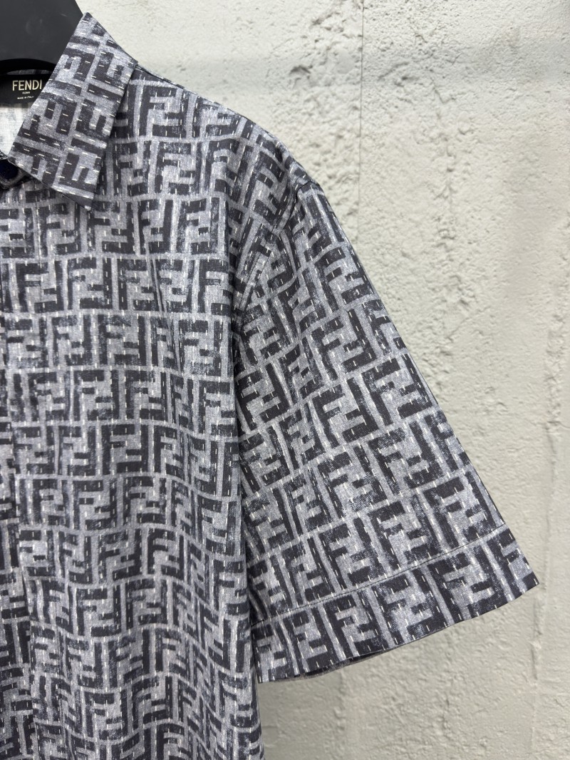 Fendi Full-print FF lettering denim shirt 4