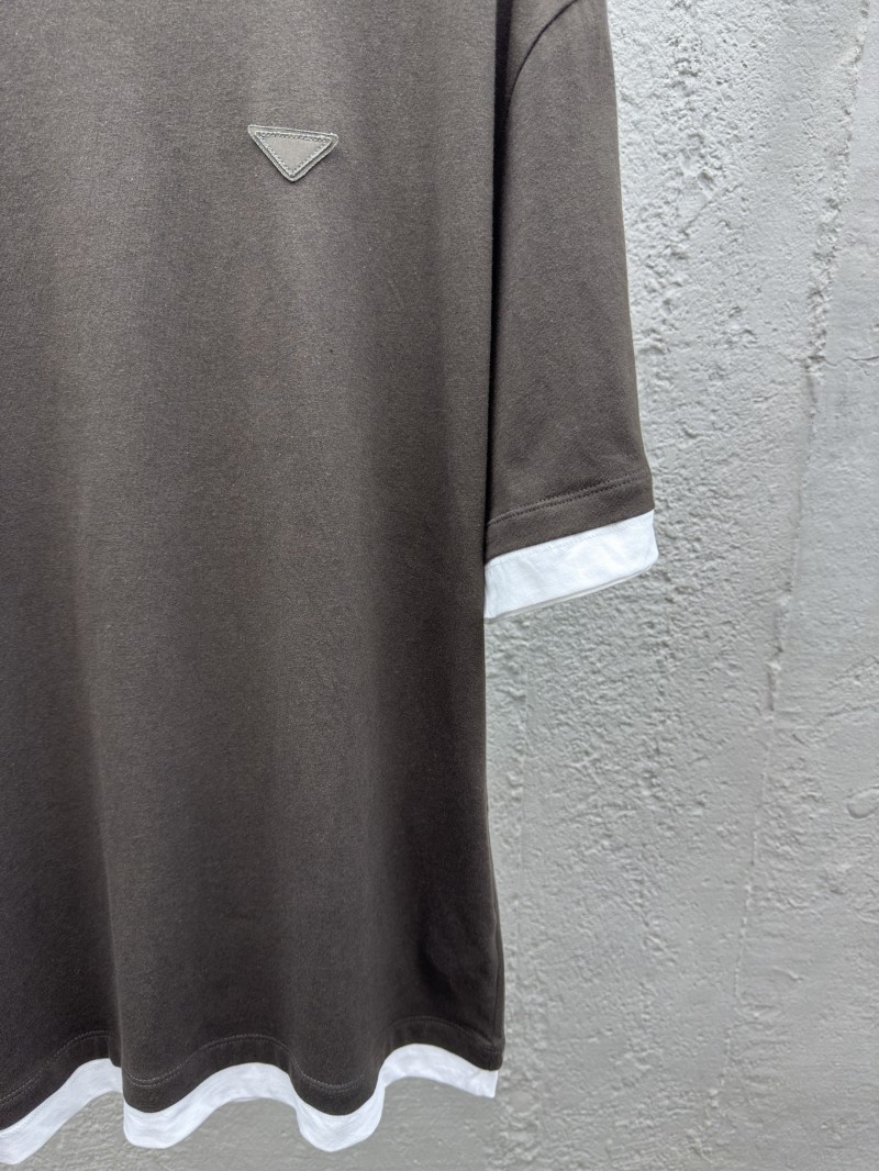 Prada Round Neck Micro Logo Straight Short Sleeve T-Shirt 2 6