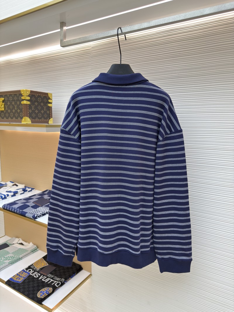 Miu Miu Blue and White Striped Polo Long-Sleeve Shirt 1