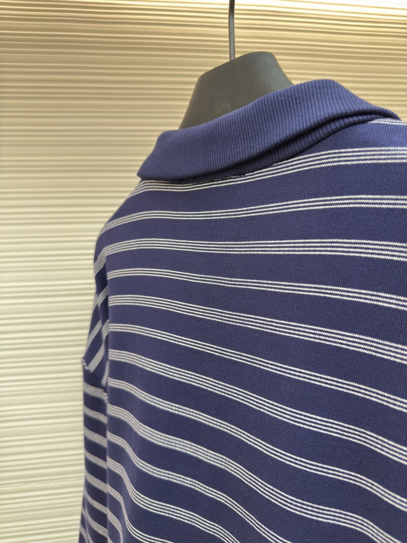 Miu Miu Blue and White Striped Polo Long-Sleeve Shirt 8