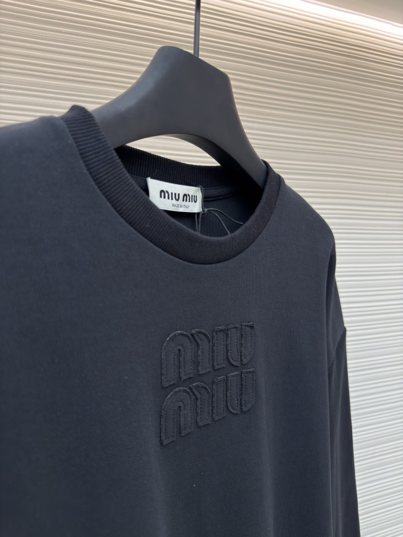 Miu Miu Embroidered Burnout Logo Long Sleeve 2 7