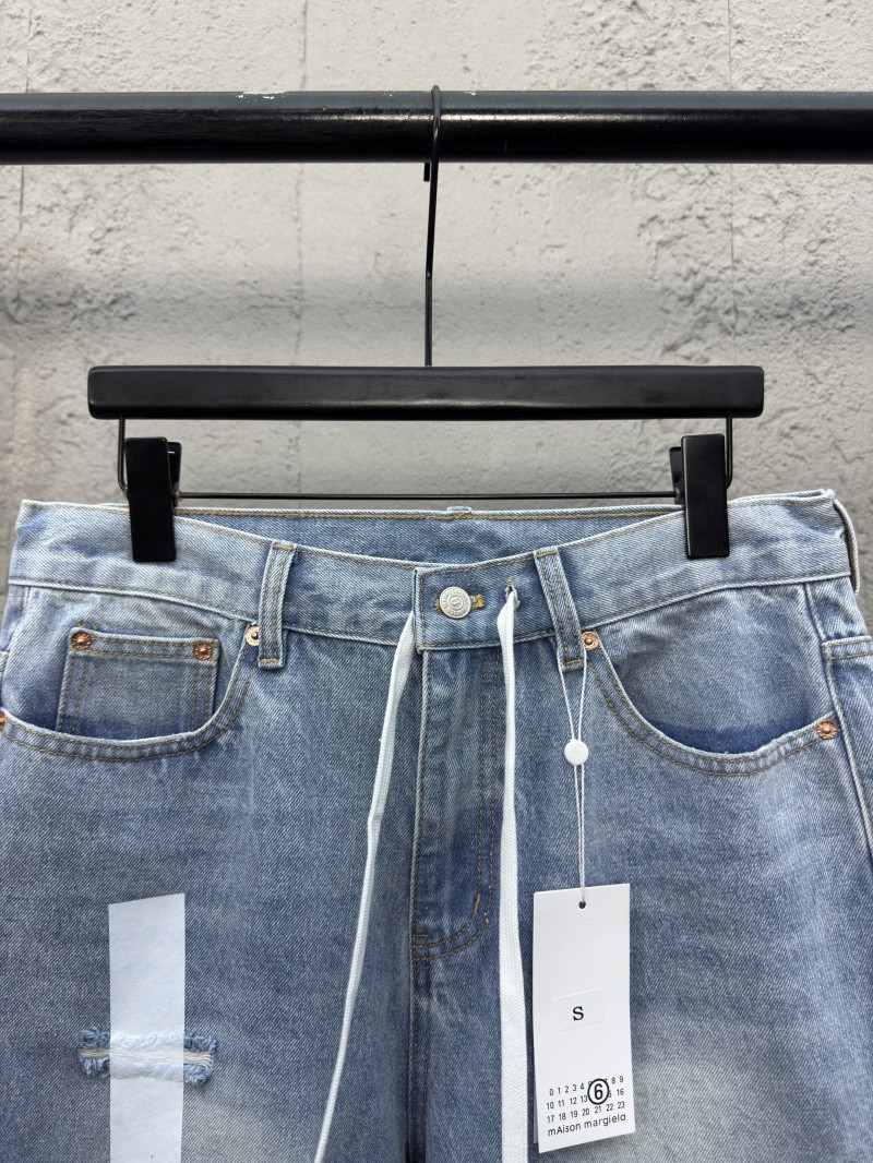 Maison Margiela Distressed Denim Sticker Shorts 2