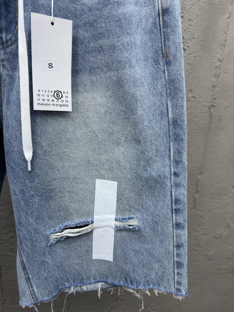 Maison Margiela Distressed Denim Sticker Shorts 6