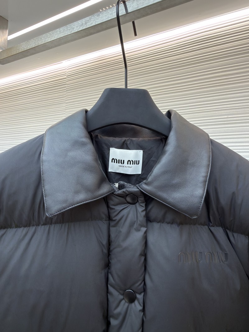 Miu Miu Printed Leather Collar Down Jacket 2