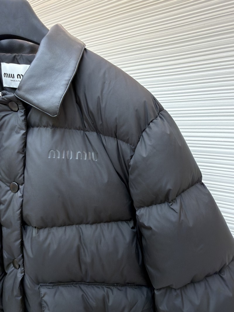 Miu Miu Printed Leather Collar Down Jacket 4