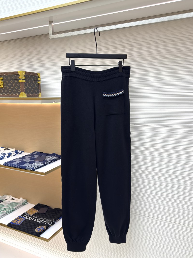 LV Letter Print Elastic Waist Knit Sweatpants 1