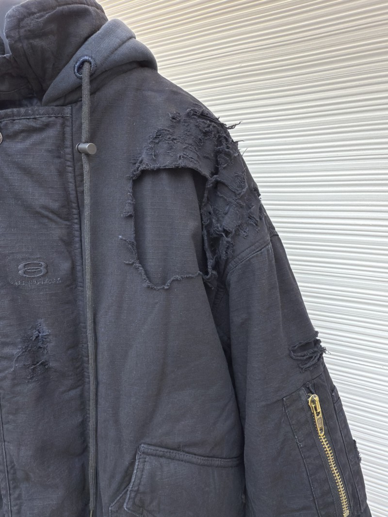 Balenciaga Heavy-Duty Distressed Washed Bomber Jacket 4