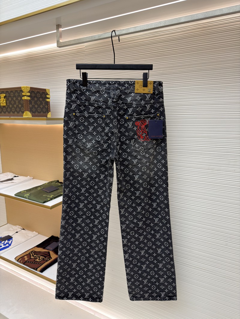 LV Limited Edition Broken Jacquard Little Red Man Embroidered Denim Jeans 1