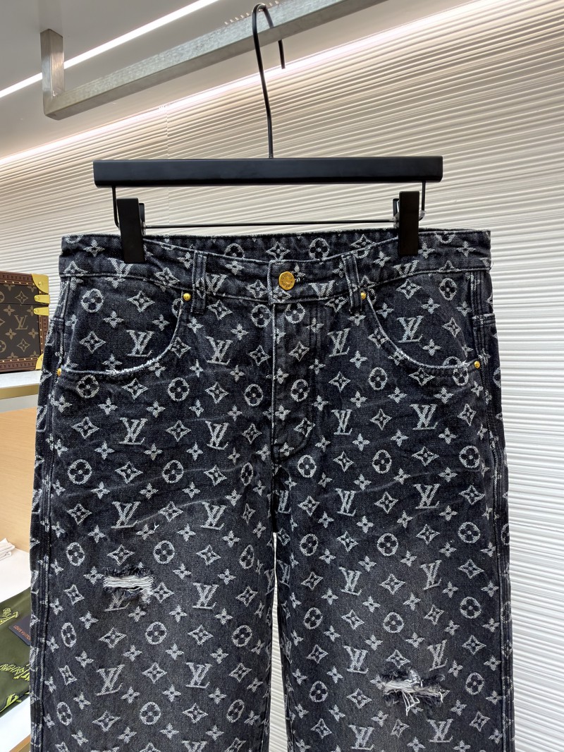 LV Limited Edition Broken Jacquard Little Red Man Embroidered Denim Jeans 2
