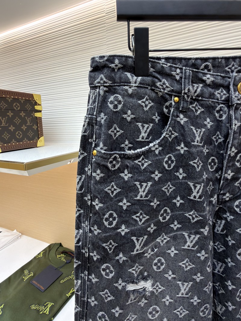 LV Limited Edition Broken Jacquard Little Red Man Embroidered Denim Jeans 3