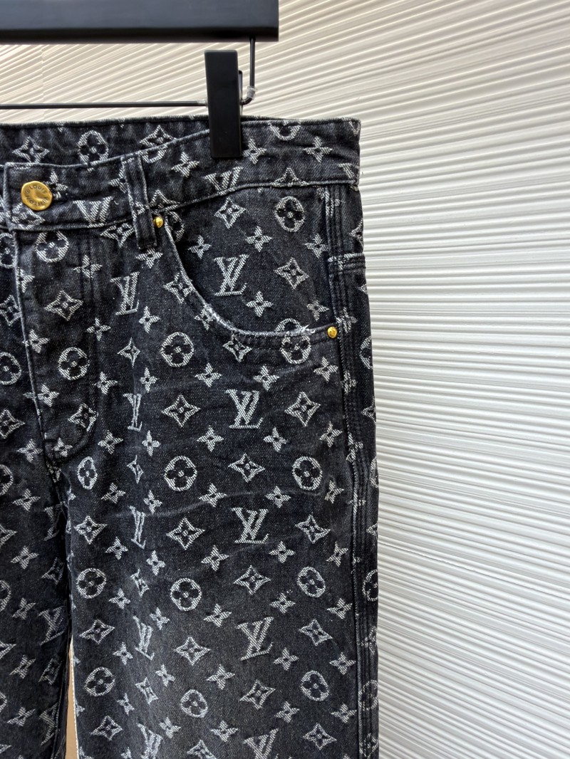 LV Limited Edition Broken Jacquard Little Red Man Embroidered Denim Jeans 4