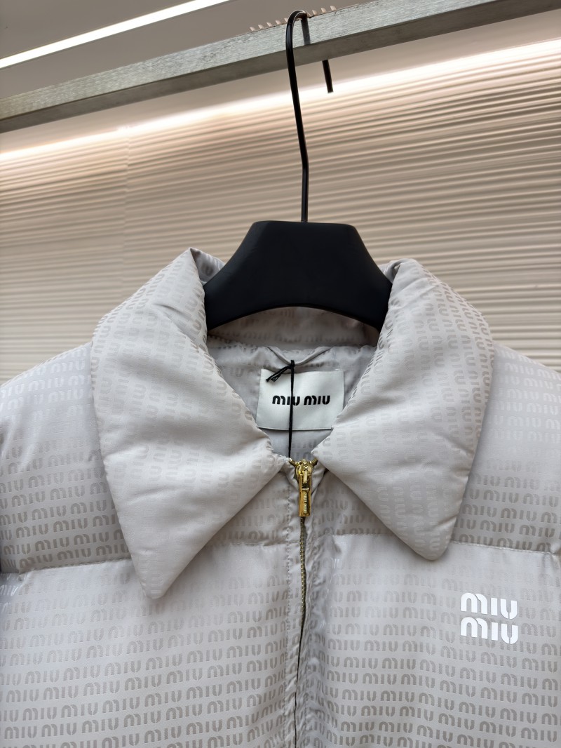 Miu Miu Full-Print Jacquard Lapel Down Jacket 1 2