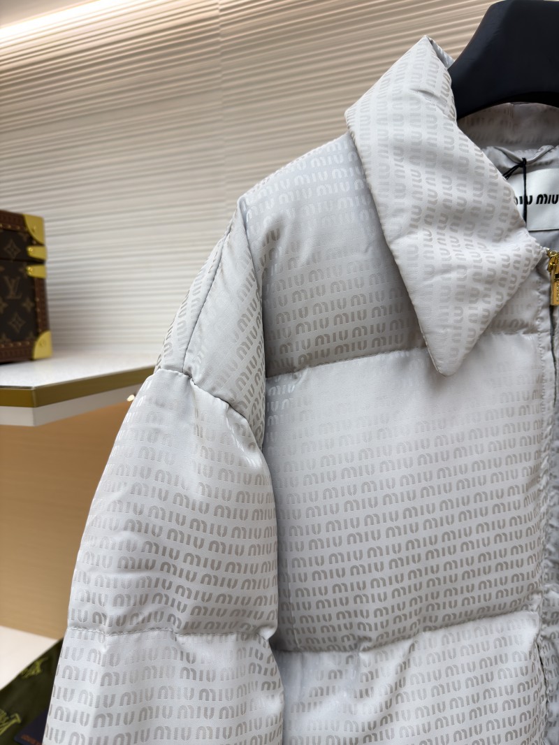 Miu Miu Full-Print Jacquard Lapel Down Jacket 1 3