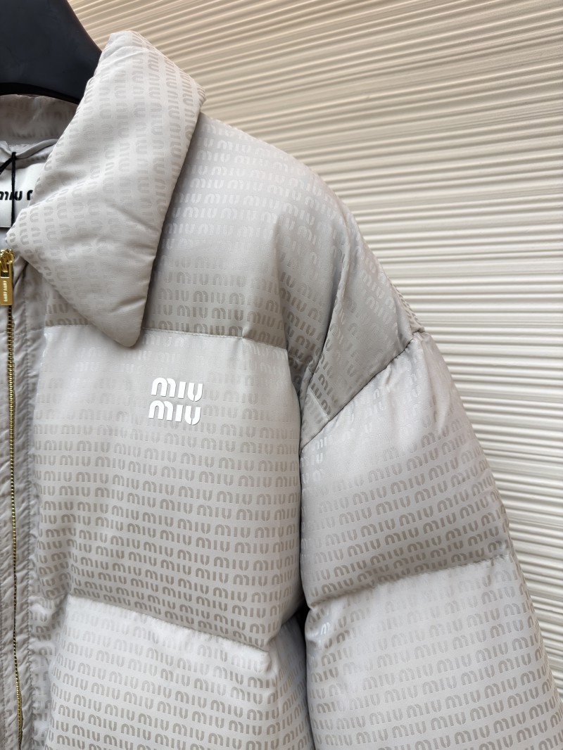 Miu Miu Full-Print Jacquard Lapel Down Jacket 1 4