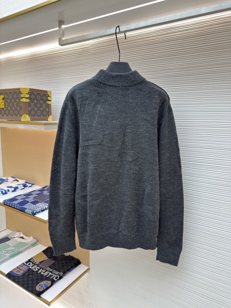 LV Jacquard Half-Zip High-Neck Long-Sleeve Sweater 1