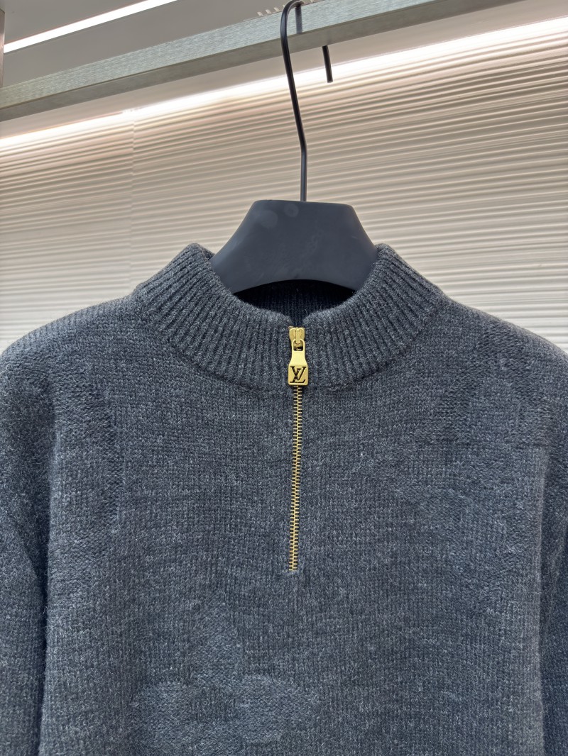 LV Jacquard Half-Zip High-Neck Long-Sleeve Sweater 2