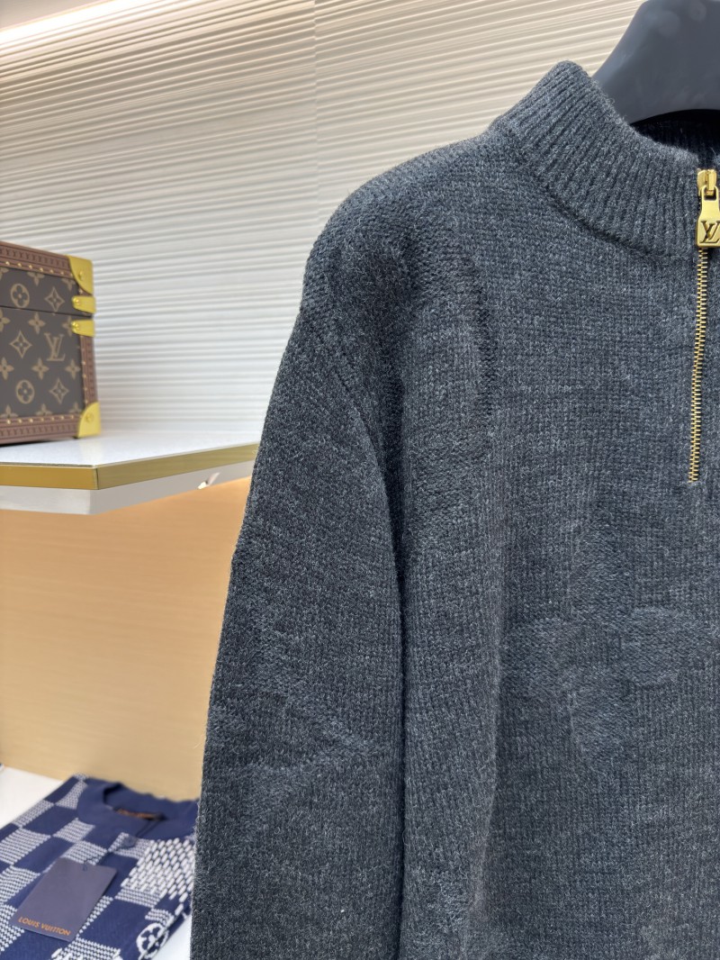 LV Jacquard Half-Zip High-Neck Long-Sleeve Sweater 3