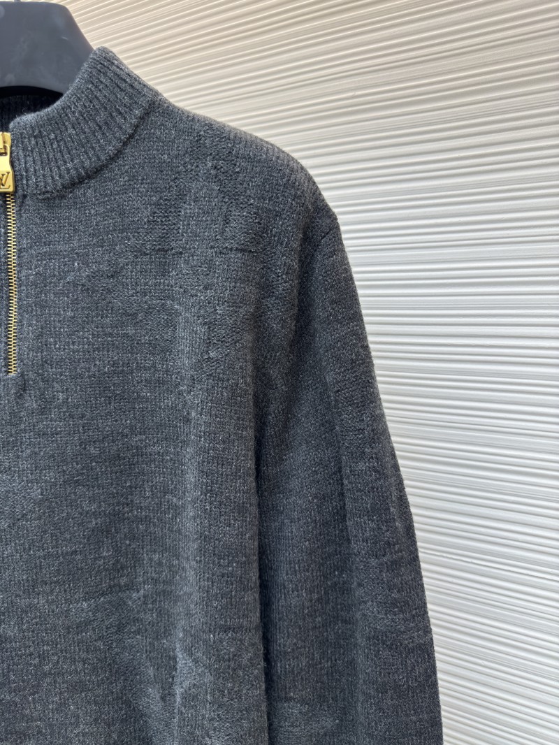 LV Jacquard Half-Zip High-Neck Long-Sleeve Sweater 4