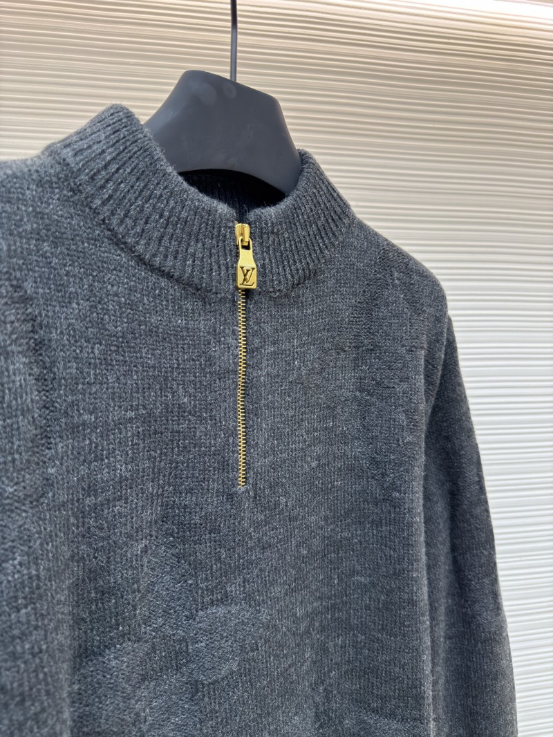 LV Jacquard Half-Zip High-Neck Long-Sleeve Sweater 7