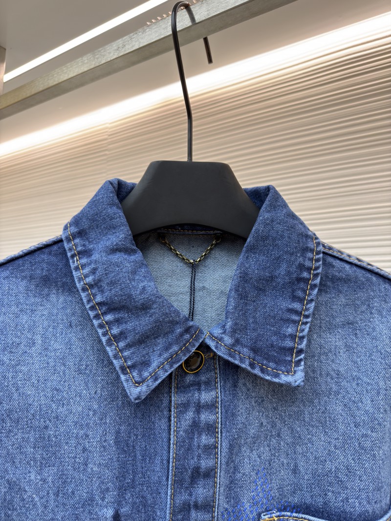 LV Denim Lapel Single-Breasted Long-Sleeve Jacket 2