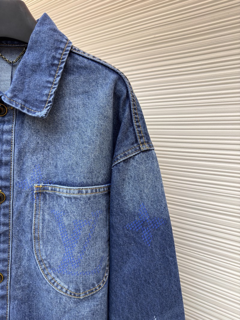 LV Denim Lapel Single-Breasted Long-Sleeve Jacket 4