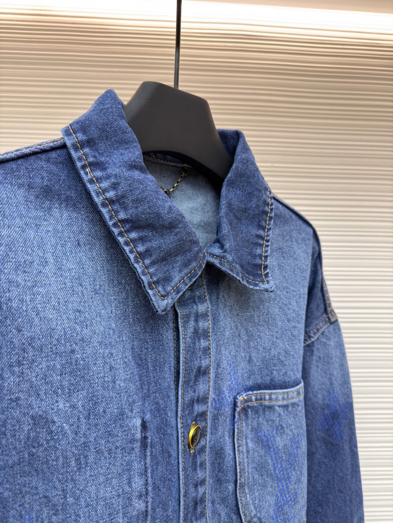 LV Denim Lapel Single-Breasted Long-Sleeve Jacket 7