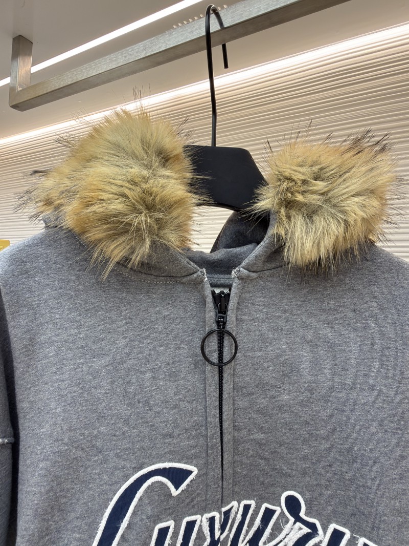 Balenciaga Luxury Faux Fur Collar Zipper Hoodie 2