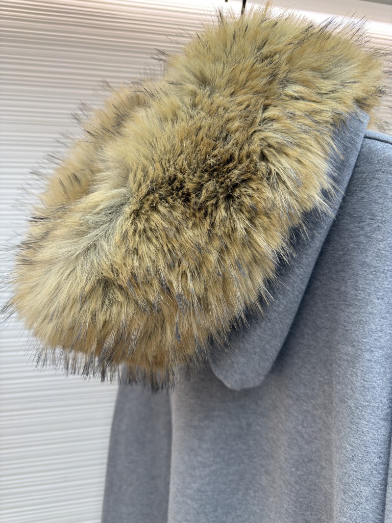 Balenciaga Luxury Faux Fur Collar Zipper Hoodie 8
