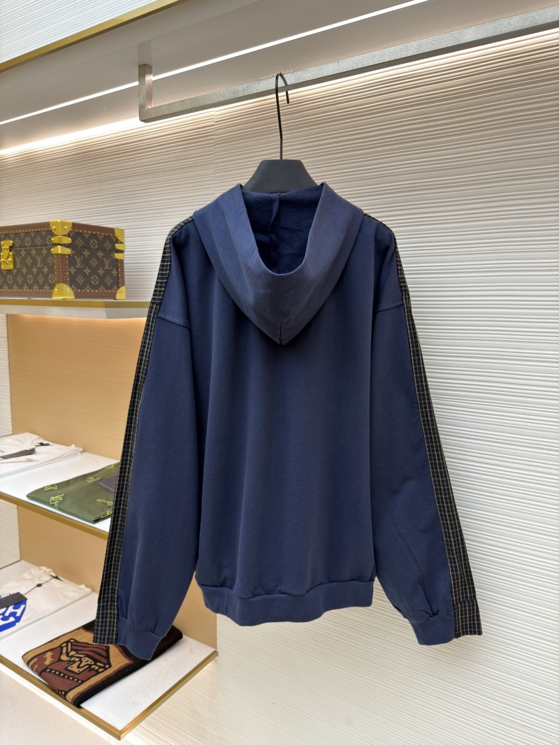 Balenciaga Logo Check Patchwork Hooded Jacket 1