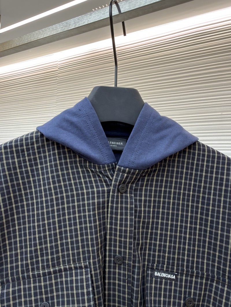 Balenciaga Logo Check Patchwork Hooded Jacket 2