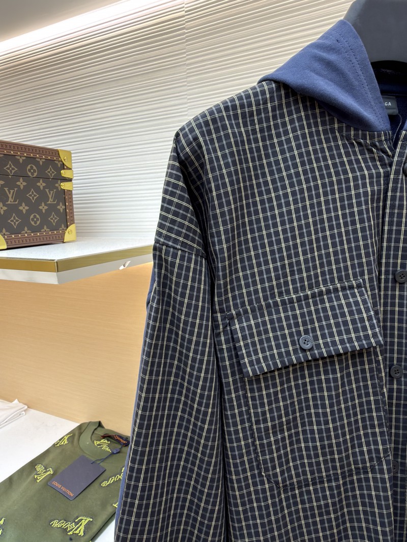 Balenciaga Logo Check Patchwork Hooded Jacket 3